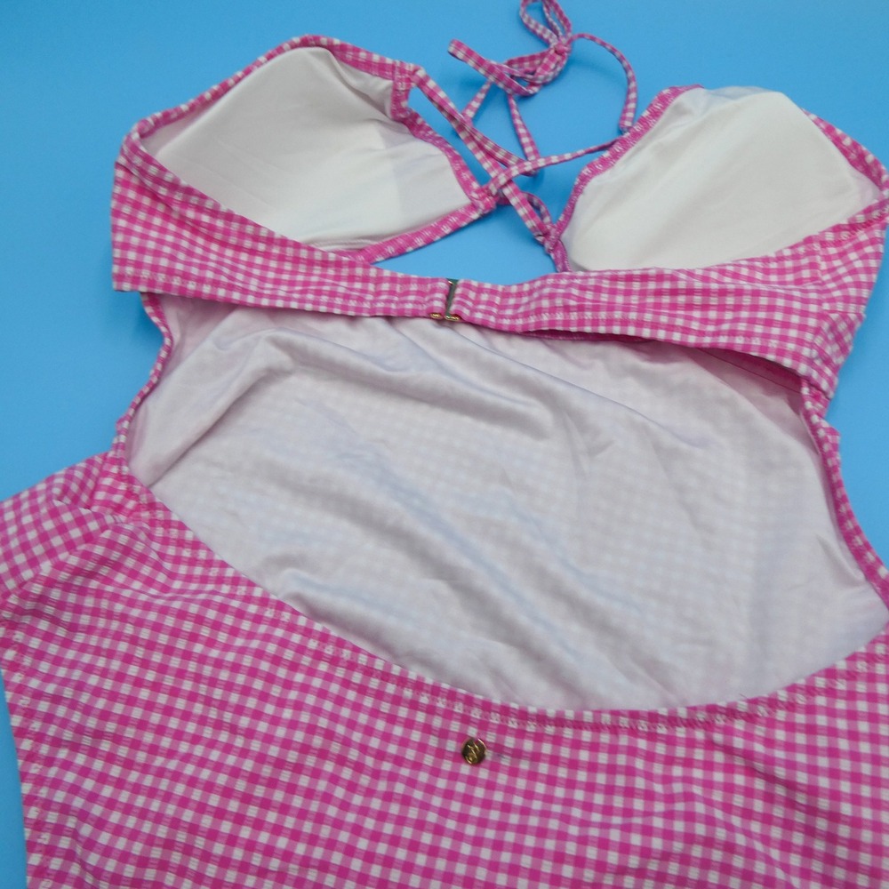 Victoria's Secret One Piece Swimsuit Womens Extra Large Gingham Pink Cutout XL - Picture 8 of 8